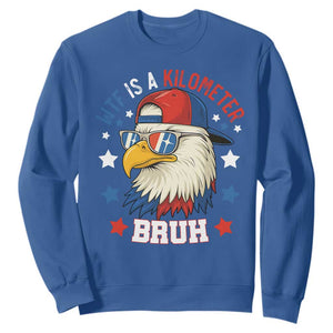 WTF Is A Kilometer Bruh Sweatshirt Funny Patriotic American Bald Eagle TS02 Royal Blue Print Your Wear