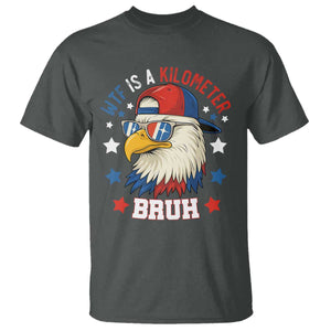 WTF Is A Kilometer Bruh T Shirt Funny Patriotic American Bald Eagle TS02 Dark Heather Print Your Wear