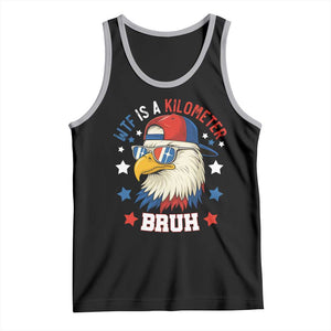 WTF Is A Kilometer Bruh Tank Top Funny Patriotic American Bald Eagle TS02 Black Athletic Heather Print Your Wear