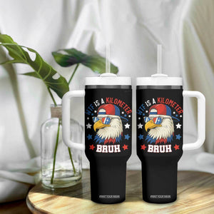 WTF Is A Kilometer Bruh Tumbler With Handle Funny Patriotic American Bald Eagle TS02 Print Your Wear