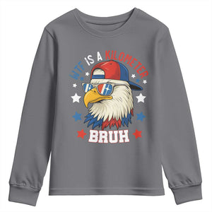 WTF Is A Kilometer Bruh Youth Sweatshirt Funny Patriotic American Bald Eagle TS02 Charcoal Print Your Wear