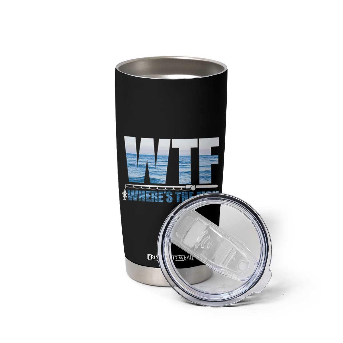 WTF Where's The Fish Tumbler Cup Funny Fishing Gifts Dad Grandpa Fathers Day TB10 Print Your Wear