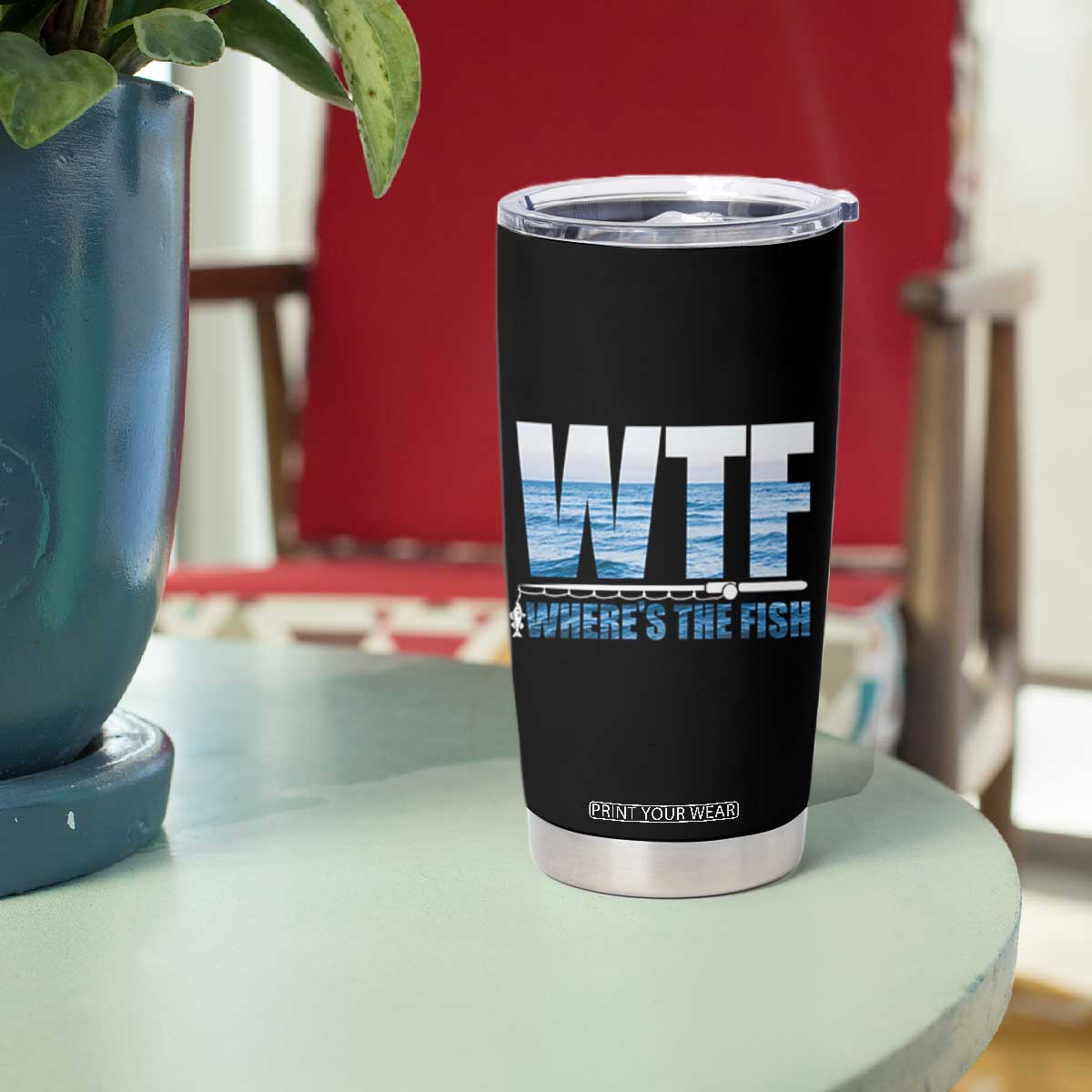 WTF Where's The Fish Tumbler Cup Funny Fishing Gifts Dad Grandpa Fathers Day TB10 Print Your Wear