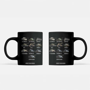 WW2 Tanks Coffee Mug M4 Sherman Panzer IV Tiger II T-34 History Buff TS02 Black Print Your Wear