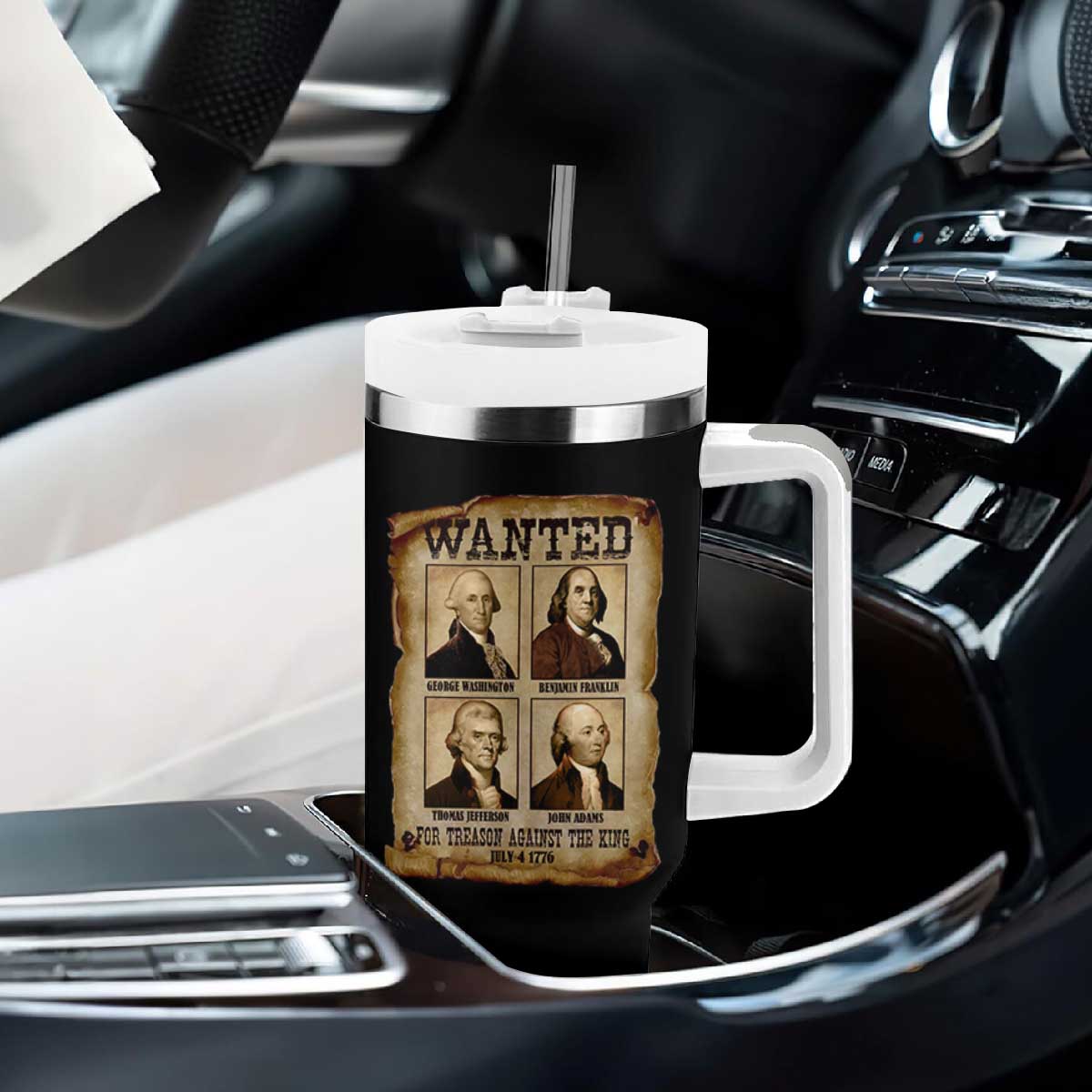 Wanted Treason Founding Fathers 1776 Tumbler With Handle 4th Of July Independence Day TS10 Print Your Wear