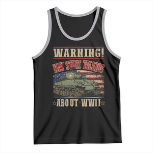 Warning May Start Talking About WWII Tank Top American Flag Tank TS11 Black Athletic Heather Print Your Wear