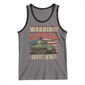 Warning May Start Talking About WWII Tank Top American Flag Tank TS11 Deep Heather Black Print Your Wear