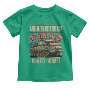 Warning May Start Talking About WWII Toddler T Shirt American Flag Tank TS11 Irish Green Print Your Wear