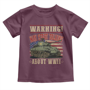 Warning May Start Talking About WWII Toddler T Shirt American Flag Tank TS11 Maroon Print Your Wear