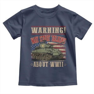Warning May Start Talking About WWII Toddler T Shirt American Flag Tank TS11 Navy Print Your Wear