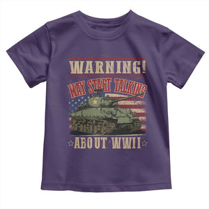 Warning May Start Talking About WWII Toddler T Shirt American Flag Tank TS11 Purple Print Your Wear