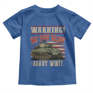 Warning May Start Talking About WWII Toddler T Shirt American Flag Tank TS11 Royal Blue Print Your Wear