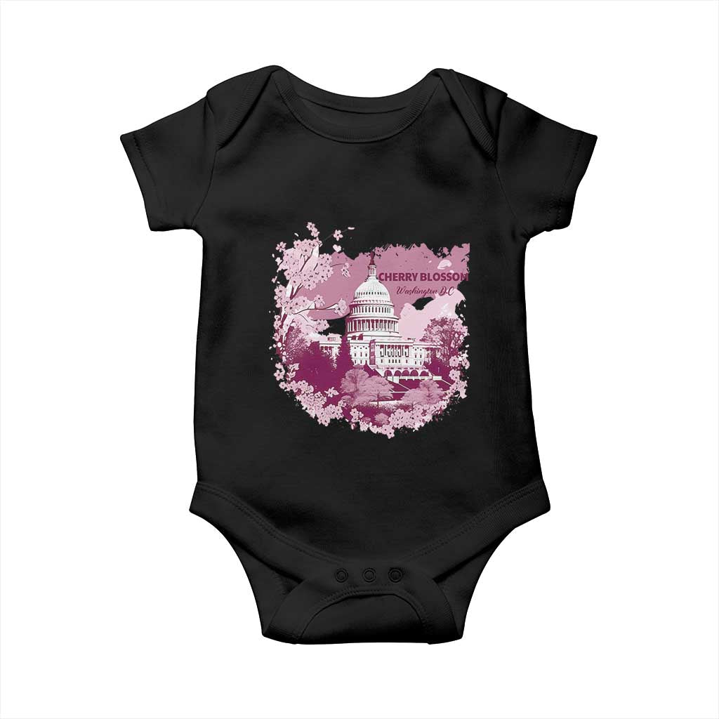 Washington DC Cherry Blossoms Baby Onesie Capitol Building Sakura TS11 Black Print Your Wear