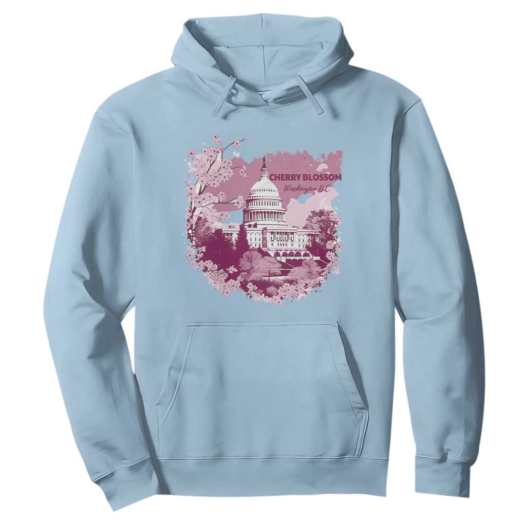Washington DC Cherry Blossoms Hoodie Capitol Building Sakura TS11 Light Blue Print Your Wear