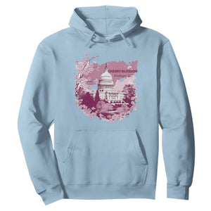 Washington DC Cherry Blossoms Hoodie Capitol Building Sakura TS11 Light Blue Print Your Wear