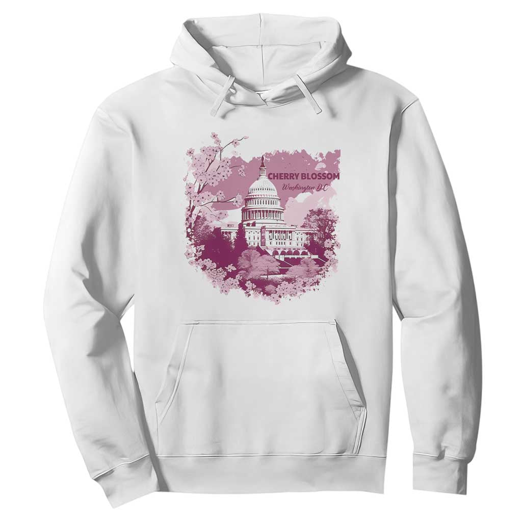 Washington DC Cherry Blossoms Hoodie Capitol Building Sakura TS11 White Print Your Wear