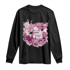 Washington DC Cherry Blossoms Long Sleeve Shirt Capitol Building Sakura TS11 Black Print Your Wear