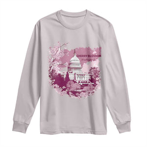 Washington DC Cherry Blossoms Long Sleeve Shirt Capitol Building Sakura TS11 Ice Gray Print Your Wear