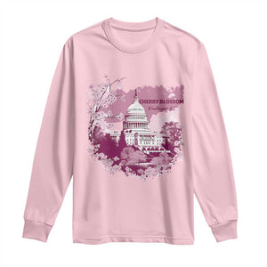 Washington DC Cherry Blossoms Long Sleeve Shirt Capitol Building Sakura TS11 Light Pink Print Your Wear