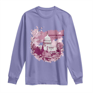 Washington DC Cherry Blossoms Long Sleeve Shirt Capitol Building Sakura TS11 Violet Print Your Wear