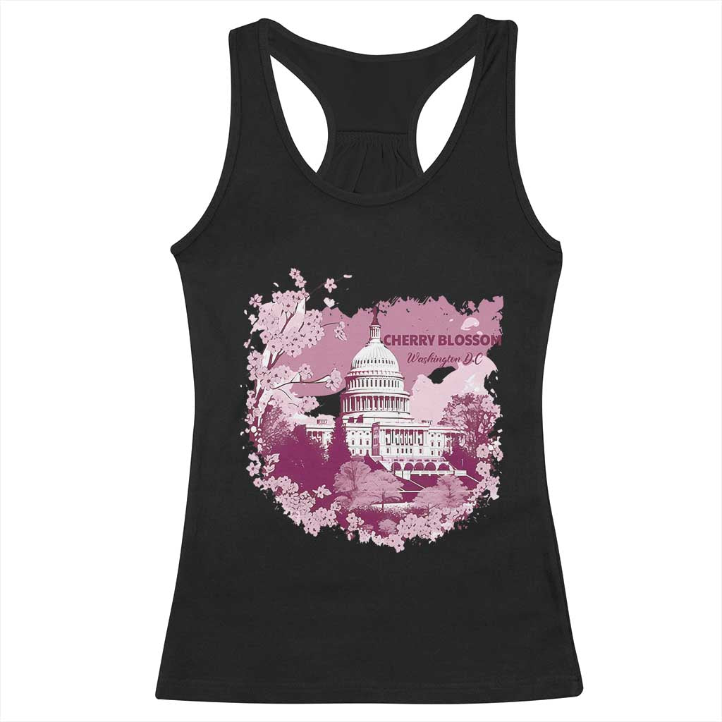 Washington DC Cherry Blossoms Racerback Tank Top Capitol Building Sakura TS11 Black Print Your Wear