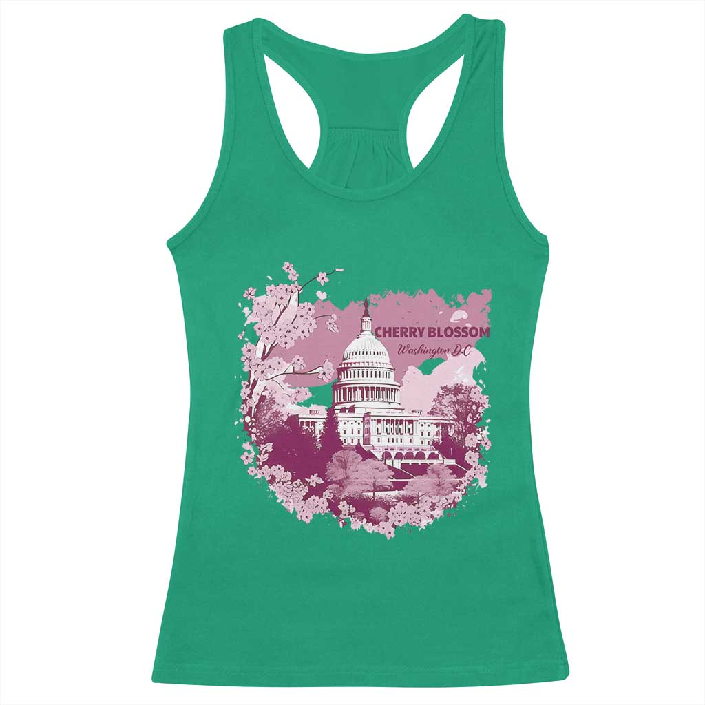 Washington DC Cherry Blossoms Racerback Tank Top Capitol Building Sakura TS11 Irish Green Print Your Wear