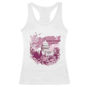 Washington DC Cherry Blossoms Racerback Tank Top Capitol Building Sakura TS11 White Print Your Wear
