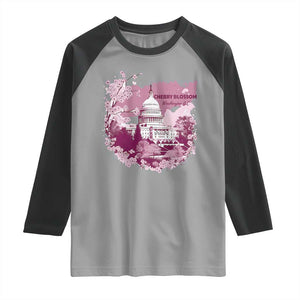 Washington DC Cherry Blossoms Raglan Shirt Capitol Building Sakura TS11 Sport Gray Black Print Your Wear