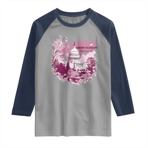 Washington DC Cherry Blossoms Raglan Shirt Capitol Building Sakura TS11 Sport Gray Navy Print Your Wear