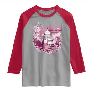 Washington DC Cherry Blossoms Raglan Shirt Capitol Building Sakura TS11 Sport Gray Red Print Your Wear