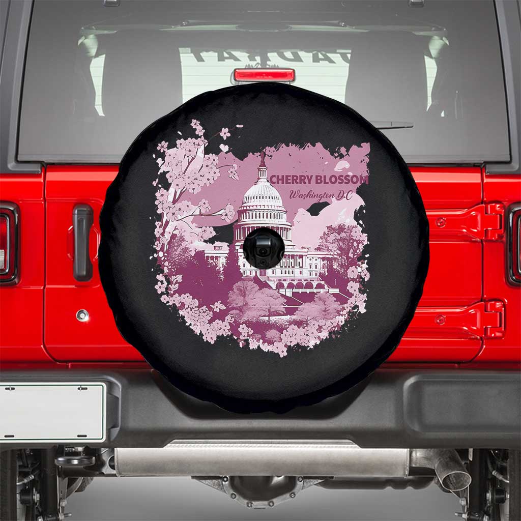 Washington DC Cherry Blossoms Spare Tire Cover Capitol Building Sakura TS11 Black Print Your Wear