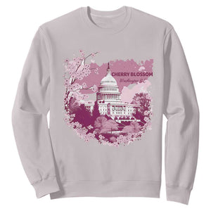 Washington DC Cherry Blossoms Sweatshirt Capitol Building Sakura TS11 Ice Gray Print Your Wear