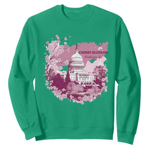 Washington DC Cherry Blossoms Sweatshirt Capitol Building Sakura TS11 Irish Green Print Your Wear
