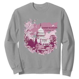Washington DC Cherry Blossoms Sweatshirt Capitol Building Sakura TS11 Sport Gray Print Your Wear