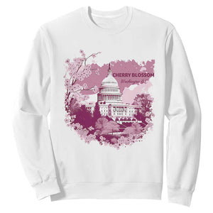Washington DC Cherry Blossoms Sweatshirt Capitol Building Sakura TS11 White Print Your Wear