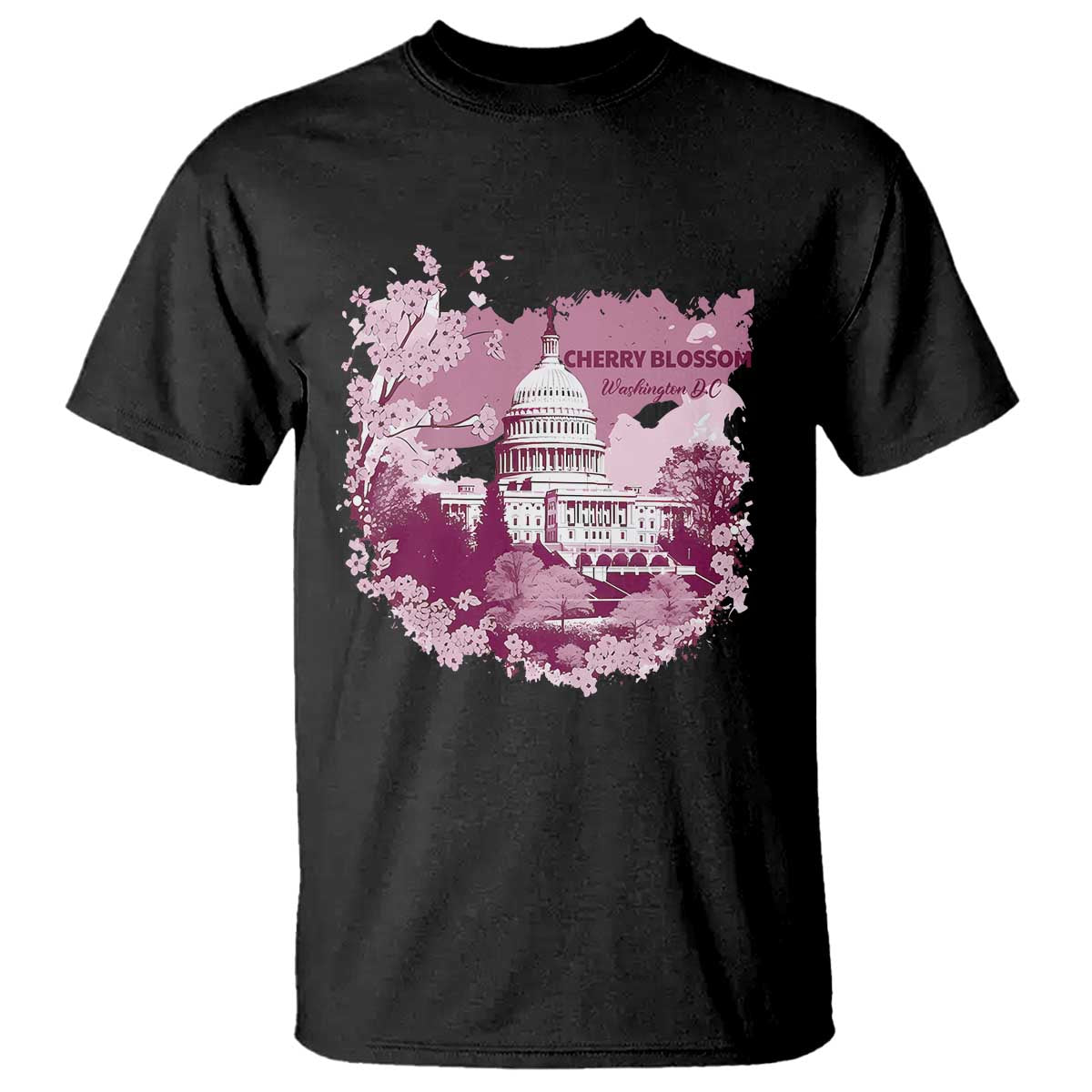 Washington DC Cherry Blossoms T Shirt Capitol Building Sakura TS11 Black Print Your Wear