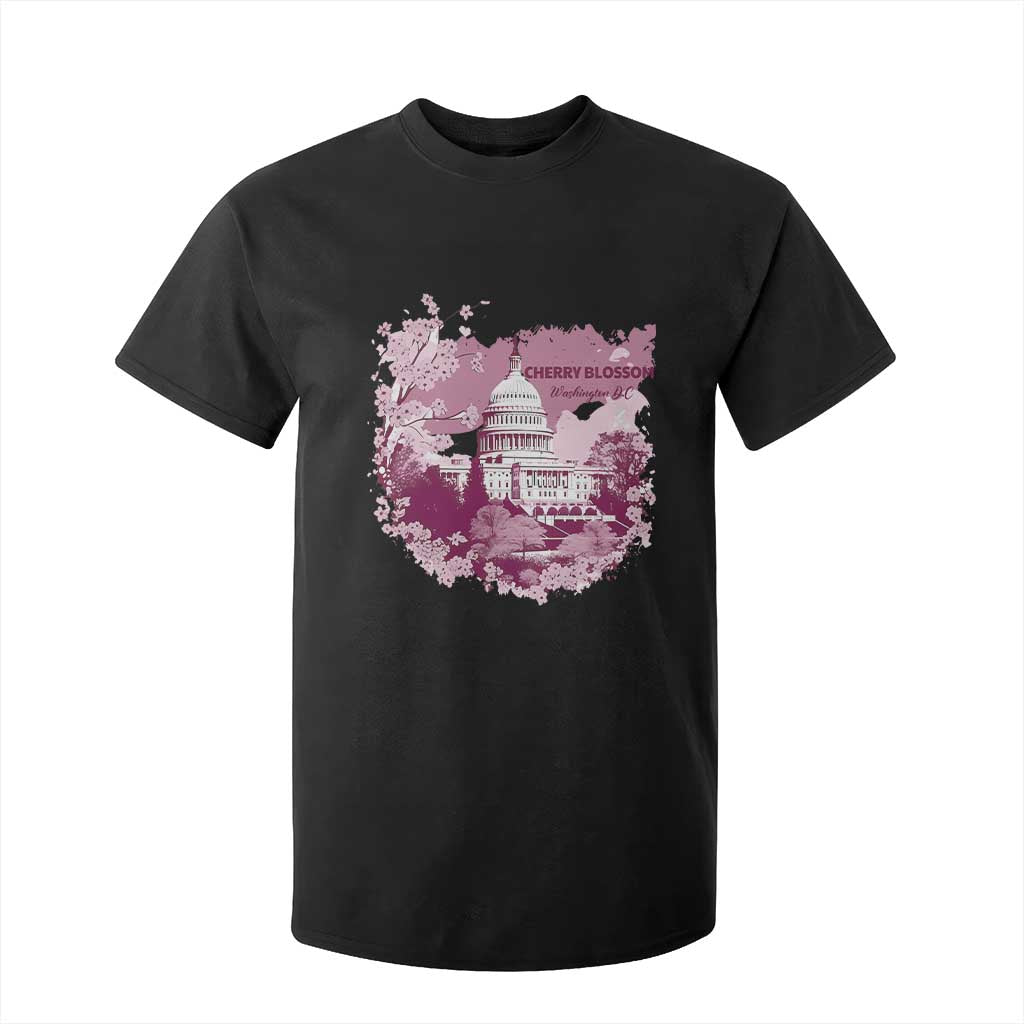 Washington DC Cherry Blossoms T Shirt For Kid Capitol Building Sakura TS11 Black Print Your Wear