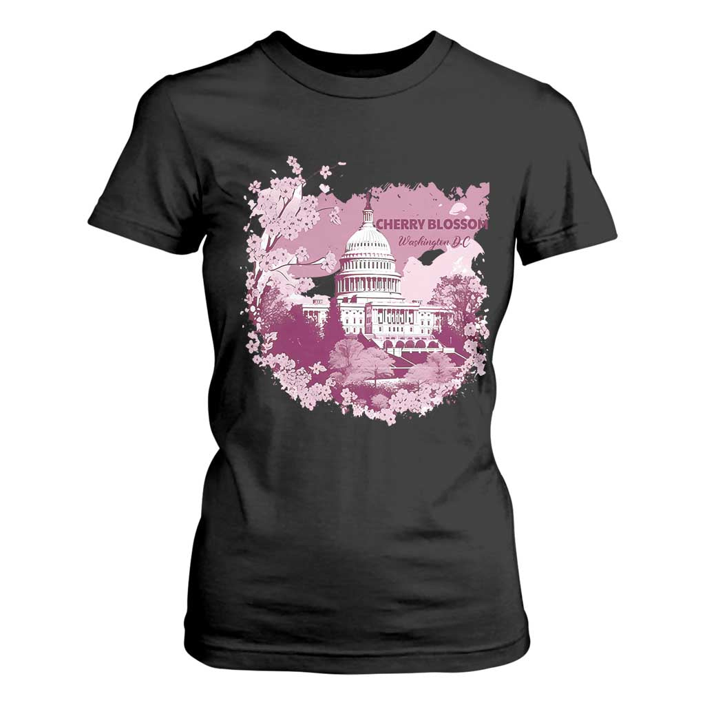 Washington DC Cherry Blossoms T Shirt For Women Capitol Building Sakura TS11 Black Print Your Wear