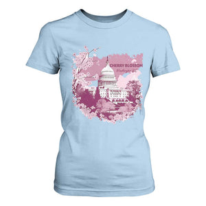 Washington DC Cherry Blossoms T Shirt For Women Capitol Building Sakura TS11 Light Blue Print Your Wear