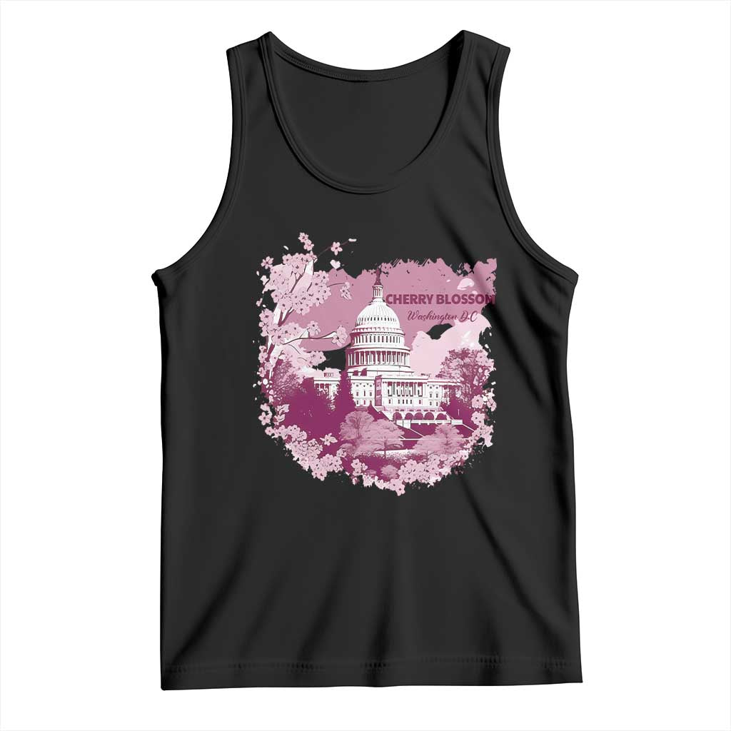 Washington DC Cherry Blossoms Tank Top Capitol Building Sakura TS11 Black Print Your Wear