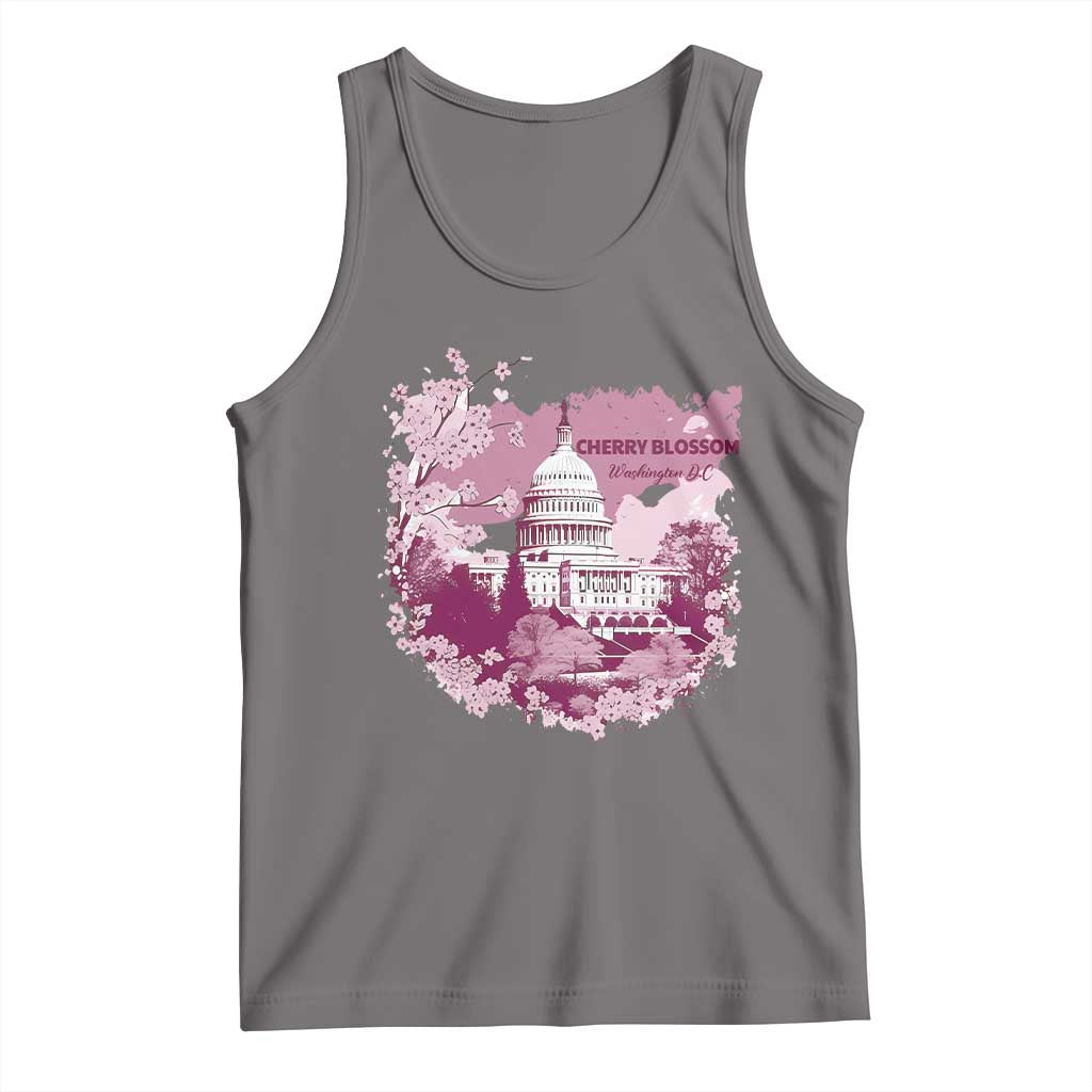 Washington DC Cherry Blossoms Tank Top Capitol Building Sakura TS11 Deep Heather Print Your Wear