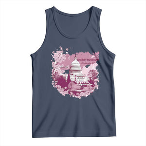 Washington DC Cherry Blossoms Tank Top Capitol Building Sakura TS11 Navy Print Your Wear