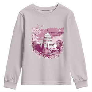 Washington DC Cherry Blossoms Youth Sweatshirt Capitol Building Sakura TS11 Ice Gray Print Your Wear