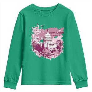 Washington DC Cherry Blossoms Youth Sweatshirt Capitol Building Sakura TS11 Irish Green Print Your Wear