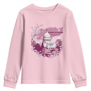 Washington DC Cherry Blossoms Youth Sweatshirt Capitol Building Sakura TS11 Light Pink Print Your Wear