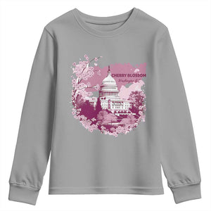 Washington DC Cherry Blossoms Youth Sweatshirt Capitol Building Sakura TS11 Sport Gray Print Your Wear