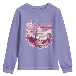 Washington DC Cherry Blossoms Youth Sweatshirt Capitol Building Sakura TS11 Violet Print Your Wear