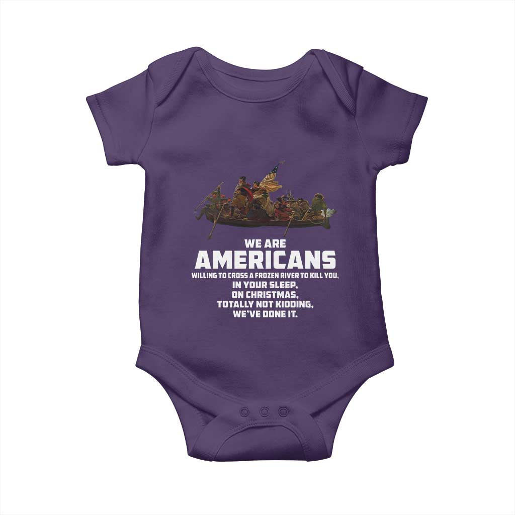 We Are Americans Funny Patriotic Baby Onesie Revolutionary War TS02 Purple Print Your Wear