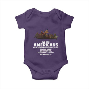 We Are Americans Funny Patriotic Baby Onesie Revolutionary War TS02 Purple Print Your Wear