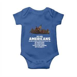 We Are Americans Funny Patriotic Baby Onesie Revolutionary War TS02 Royal Blue Print Your Wear